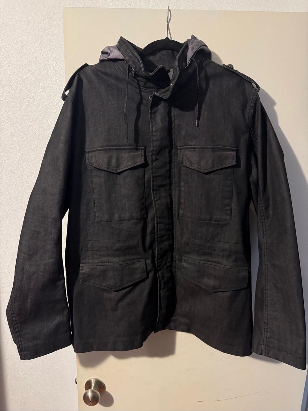 Armani Exchange Black Hooded Military Field Jacket
